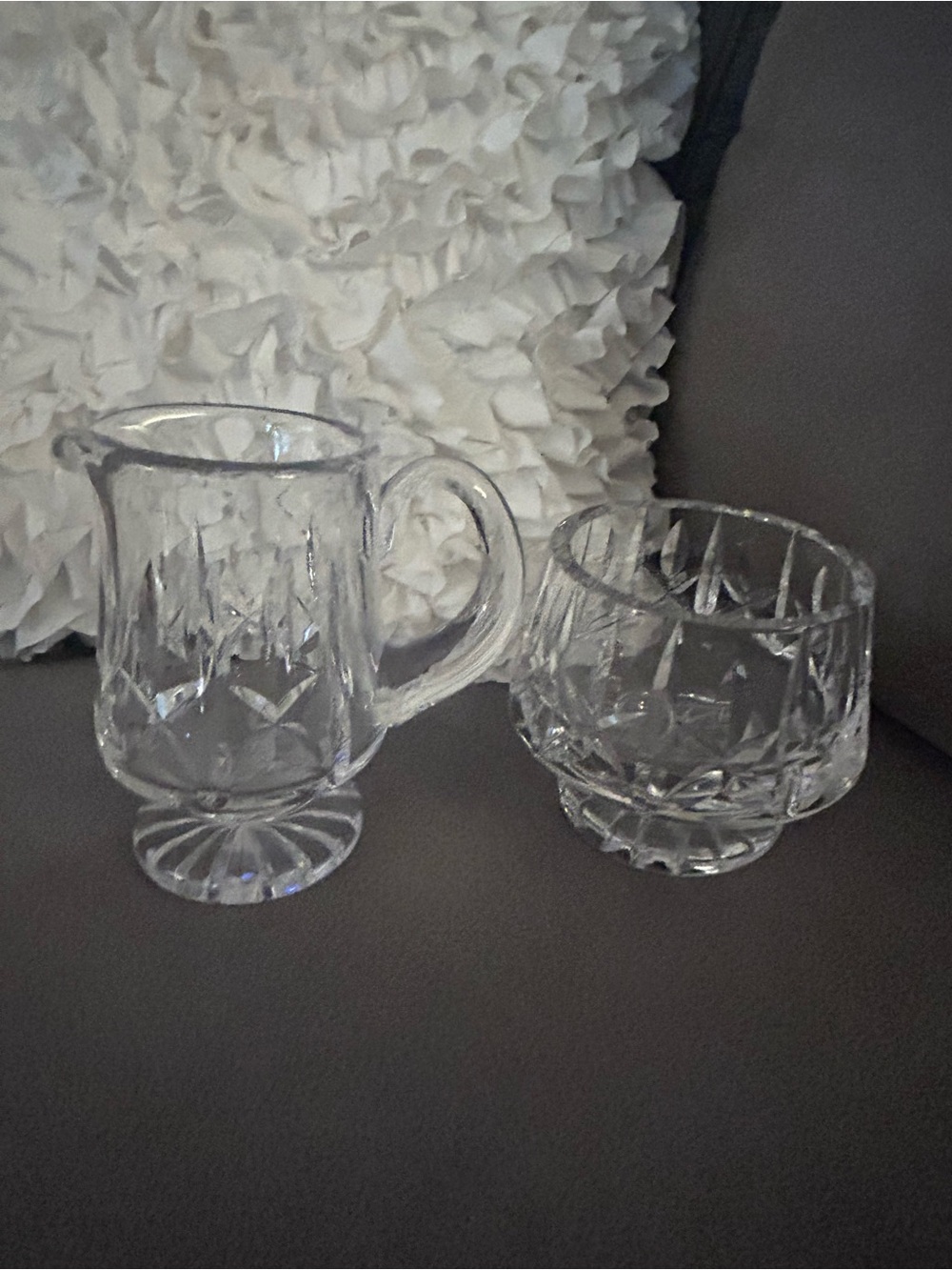 Vintage Crystal Creamer And Sugar Set Excellent Condition No Maker Mark